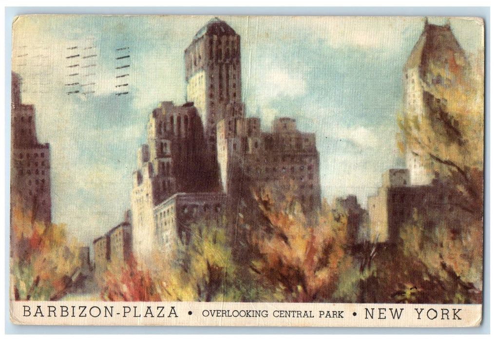 1936 Barbizon Plaza Hotel Overlooking Central Park New York City NY Postcard