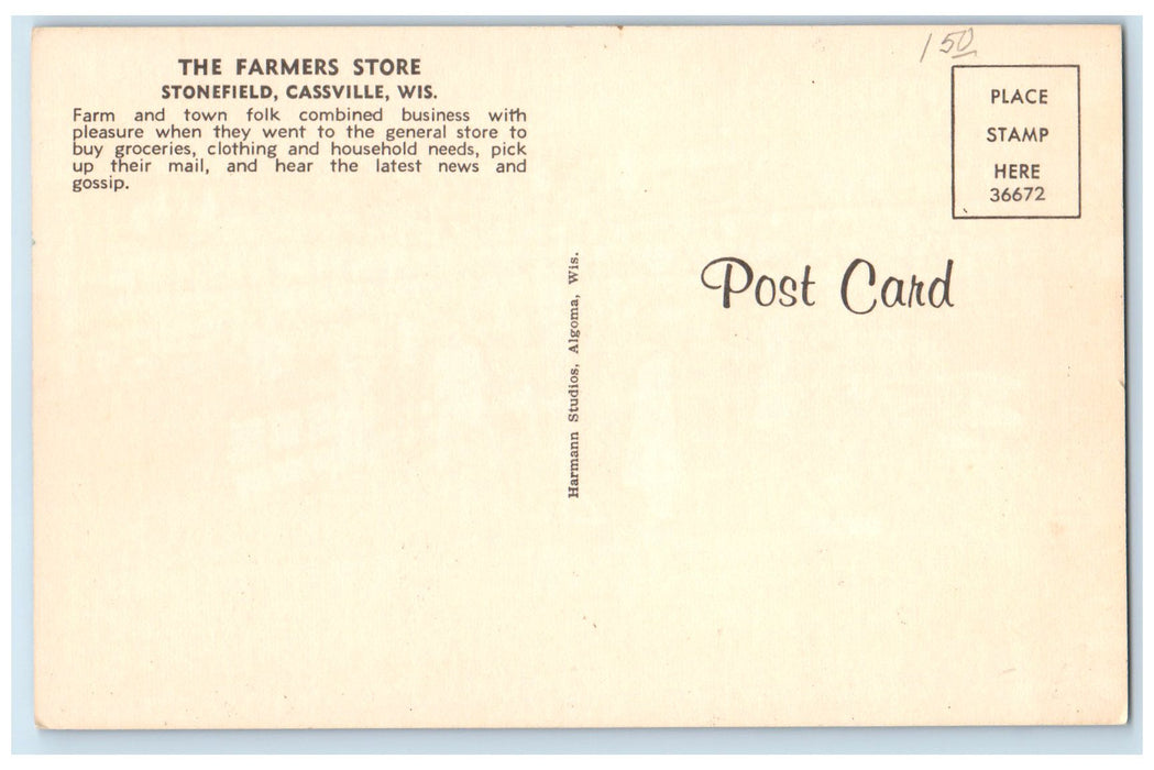 c1950 Farmers Store Stonefield Department Store Cassville Wisconsin WI Postcard