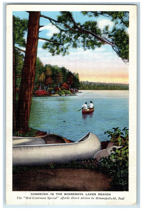 1938 Canoeing In The Minnesota Lake Region Chicago Illinois IL Posted Postcard