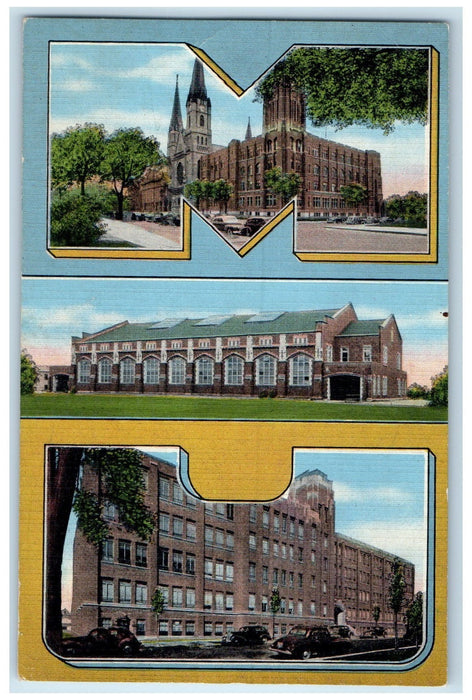 c1940 Marquette University Campus Multiple View Milwaukee Wisconsin WI Postcard