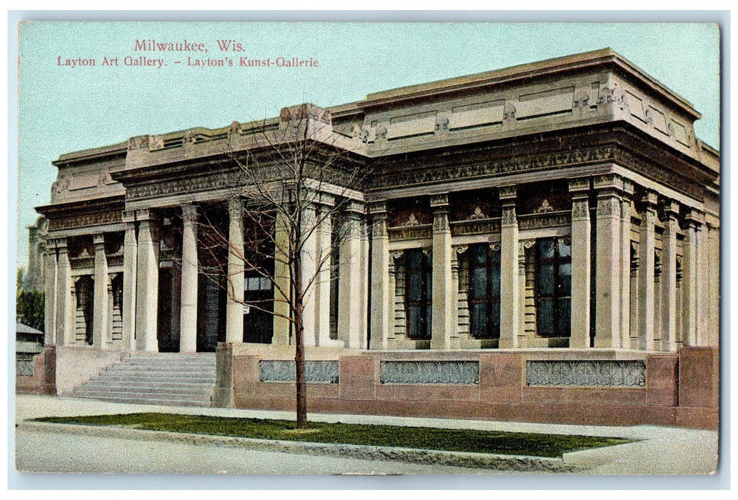 c1950 Layton Art Gallery Building Steps Entrance Milwaukee Wisconsin WI Postcard
