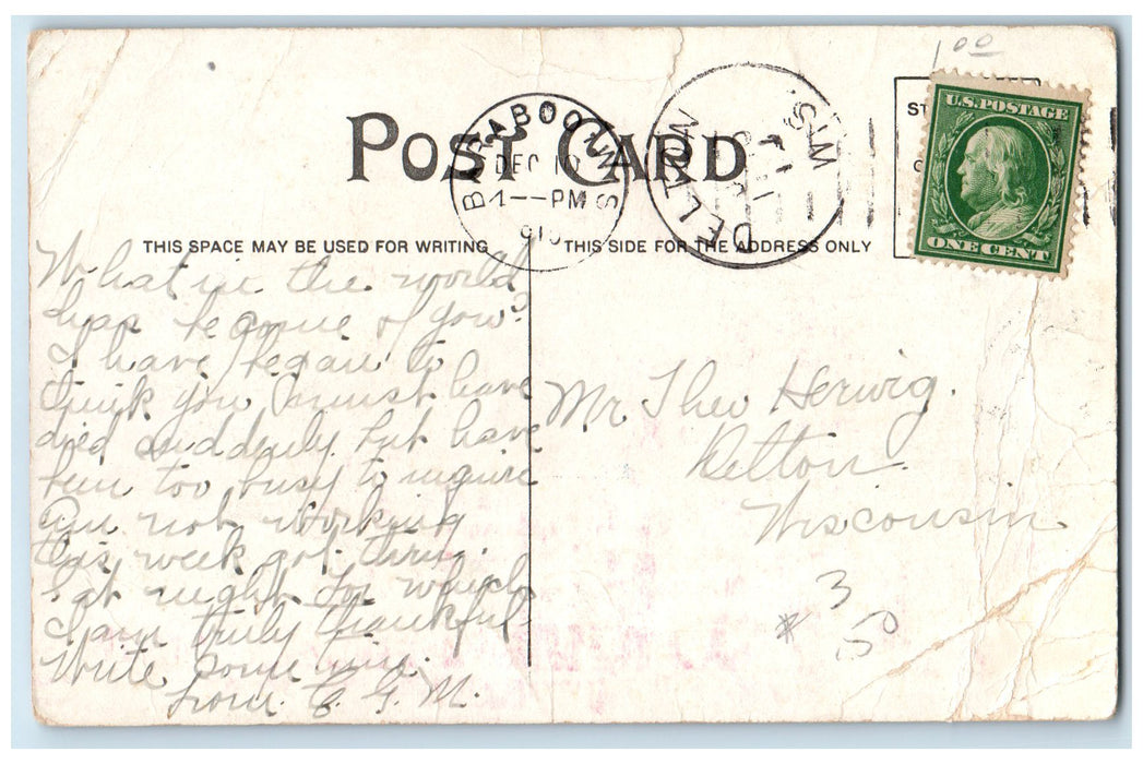 1915 Mr. Al Ringling's Residence Bricks House View Baraboo Wisconsin WI Postcard