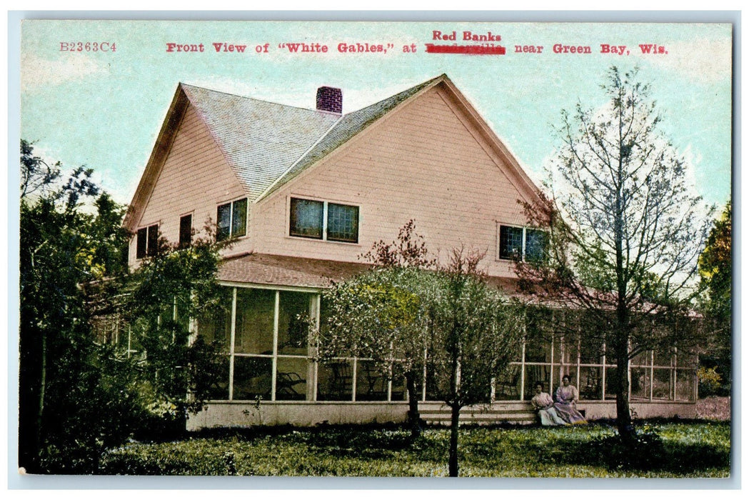 c1910 Front View Of White Gables At Red Banks Green Bay Wisconsin WI Postcard