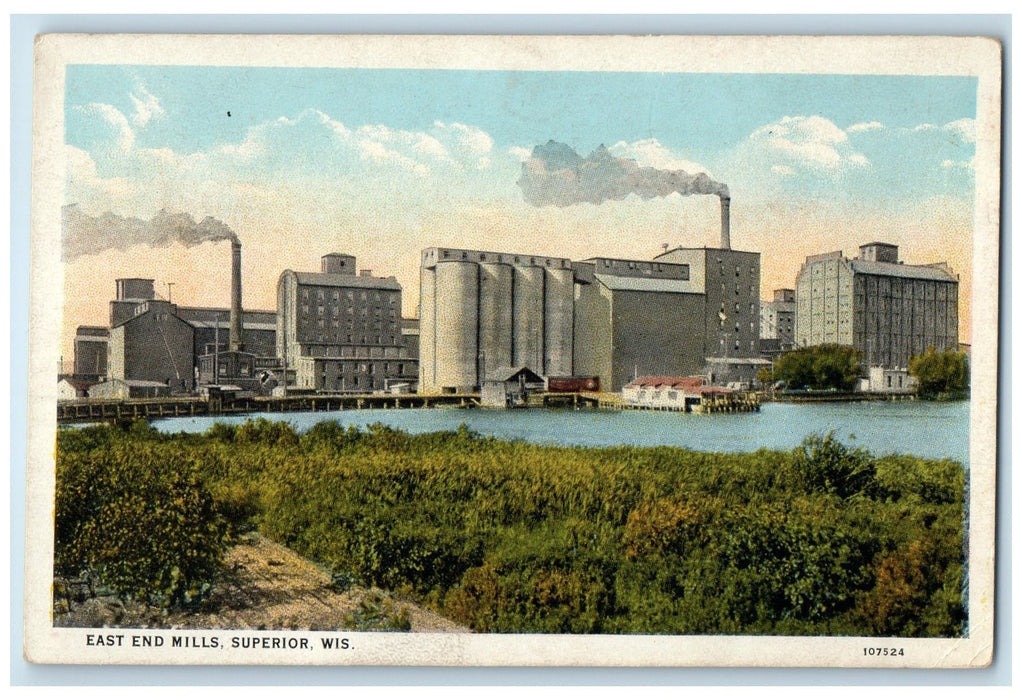 c1920's East End Mills Building Factory Superior Wisconsin WI Unposted Postcard