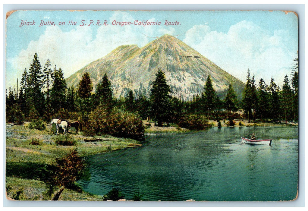 1909 Black Butte On The S.P.R.R. Oregon-California Route Portland OR Postcard