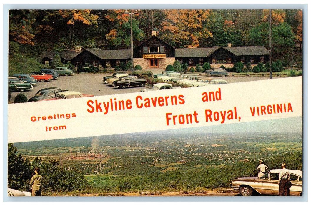 c1950's Greetings From Skyline Caverns & Front Royal Cars Virginia VA Postcard