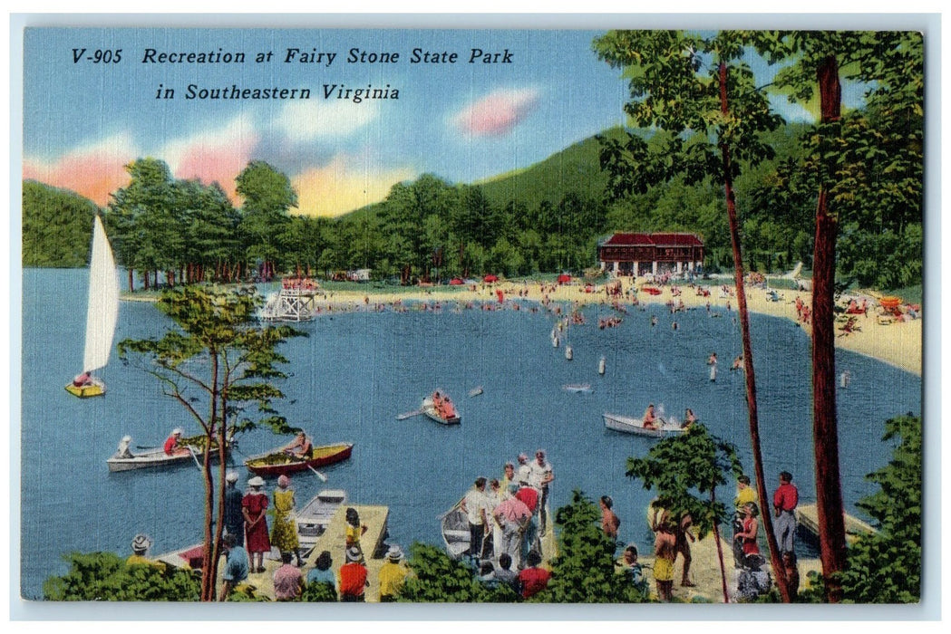 c1940 Recreation At Fairy Stone State Park in Southeastern Virginia VA Postcard