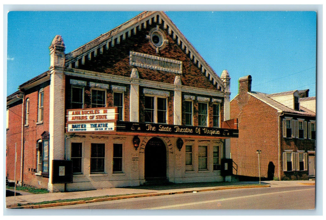 c1950's Barter Theater Building Entrance Roadside Abingdon Virginia VA Postcard