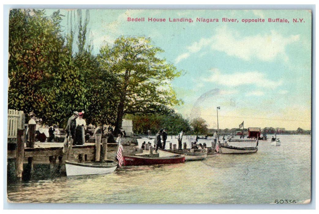 1910 Bedell House Landing Niagara River Scene Buffalo New York NY Boats Postcard