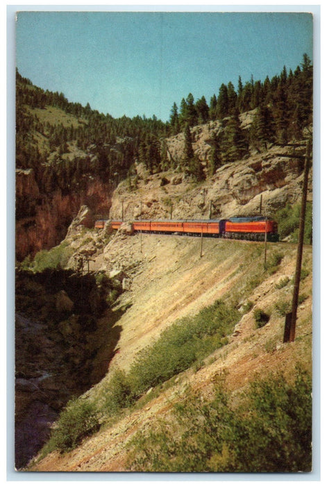 c1960's The Olympian Hiawatha Montana Canyon Train Scene Milwaukee WI Postcard