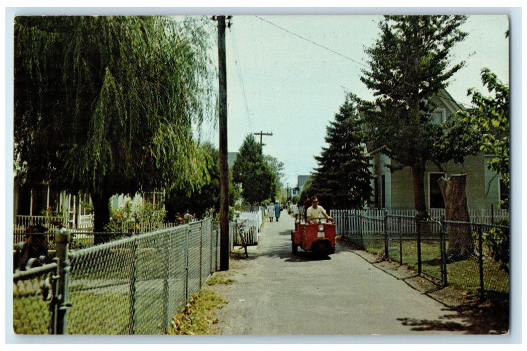 c1950's Greetings From Tangier Island Cab Road Yards Fenced Virginia VA Postcard