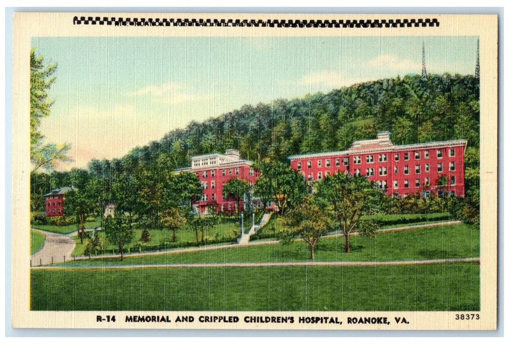 c1940's Memorial And Crippled Children's Hospital Roanoke Virginia VA Postcard