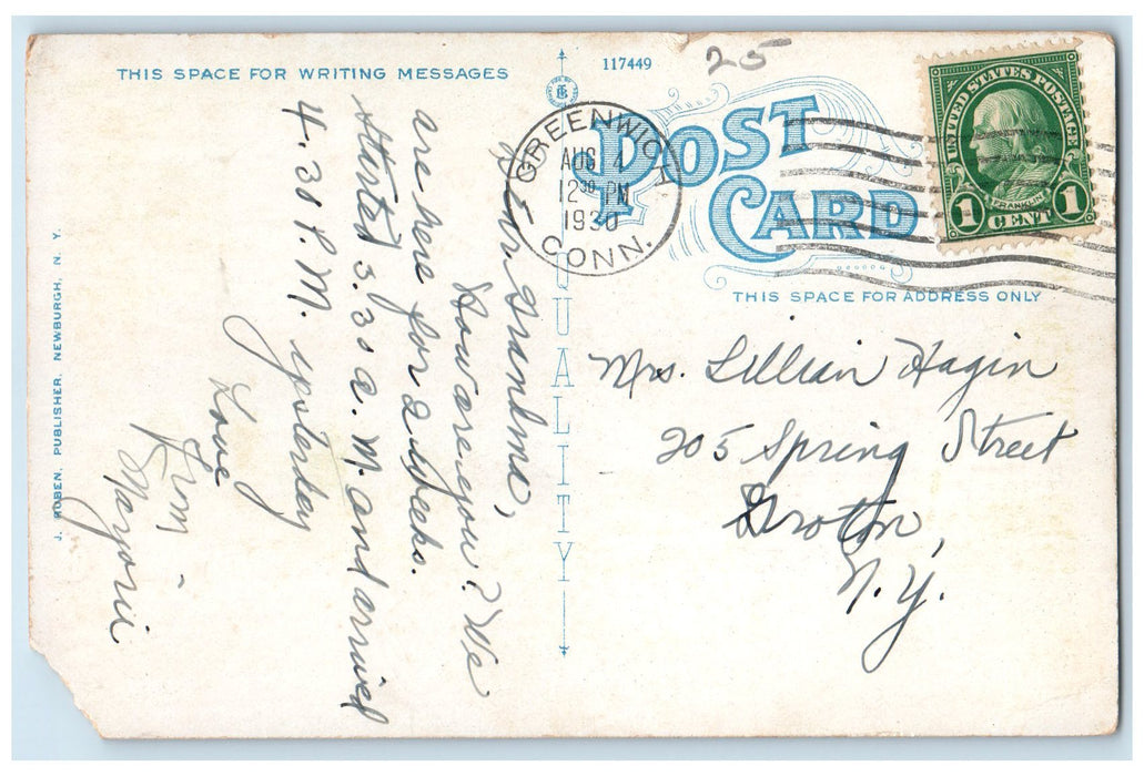 1930 Greenwich Hospital Exterior Greenwich Connecticut CT Posted Car Postcard