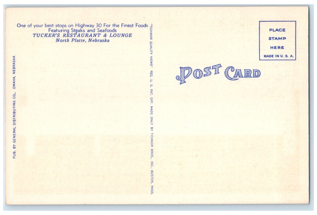c1940s Tucker's Cafe And Lounge Scene North Platte Nebraska NE Unposted Postcard