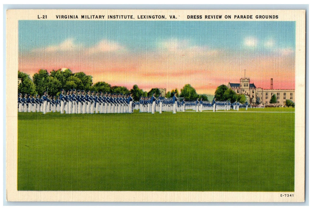 c1940s Virginia Military Institute VMI Lexington VA Dress Review Parade Postcard