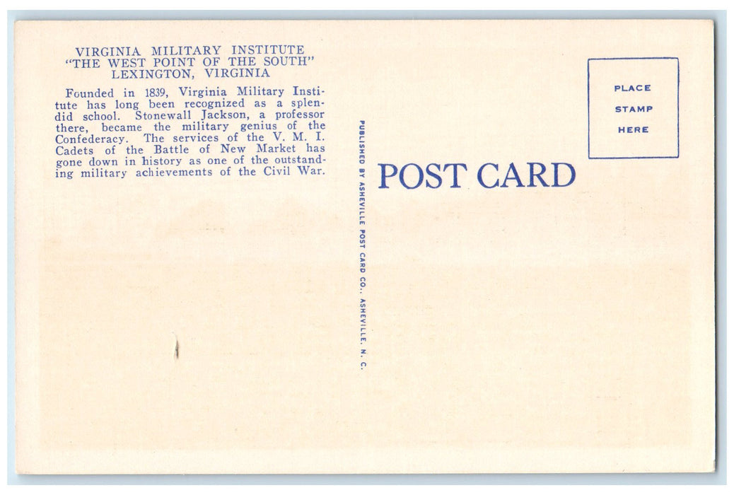 c1940s Virginia Military Institute VMI Lexington VA Dress Review Parade Postcard