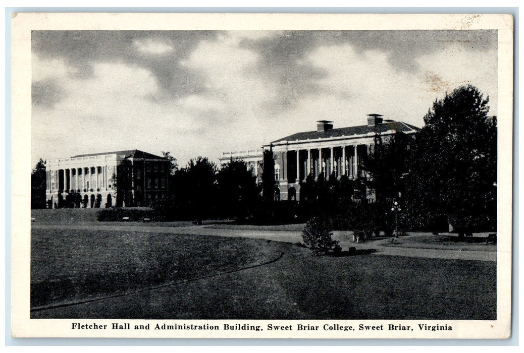 1948 Fletcher Hall And Administration Building Sweet Briar Virginia VA Postcard