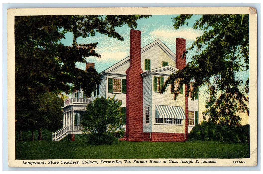 1951 Longwood State Teachers' College Exterior Farmville Virginia VA Postcard
