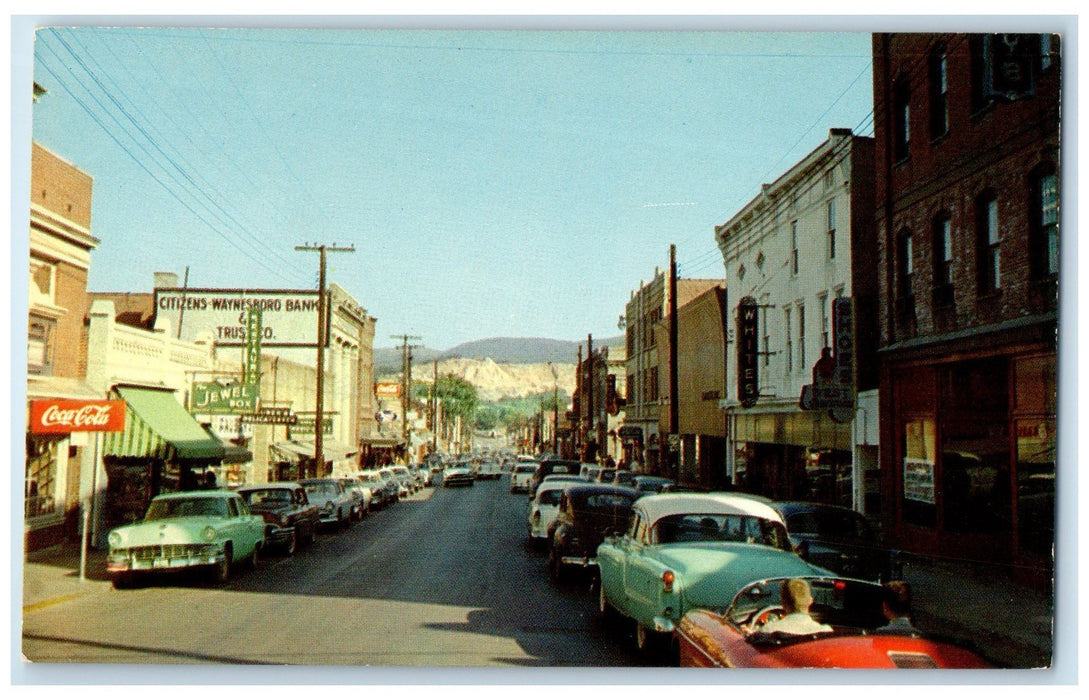 c1960's Looking East With Big Rock Cut Waynesboro Virginia VA Coca-Cola Postcard