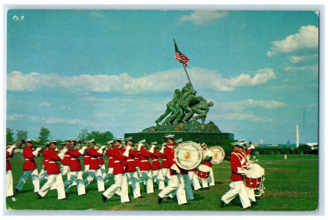 c1960s U.S. Marine Corps War Memorial Parade View Arlington Virginia VA Postcard