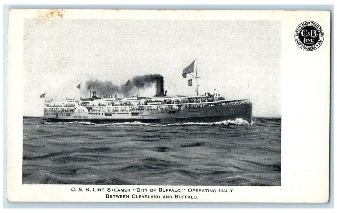 c1905's C. B. Line City Of Buffalo Operating Daily Cleveland Buffalo NY Postcard
