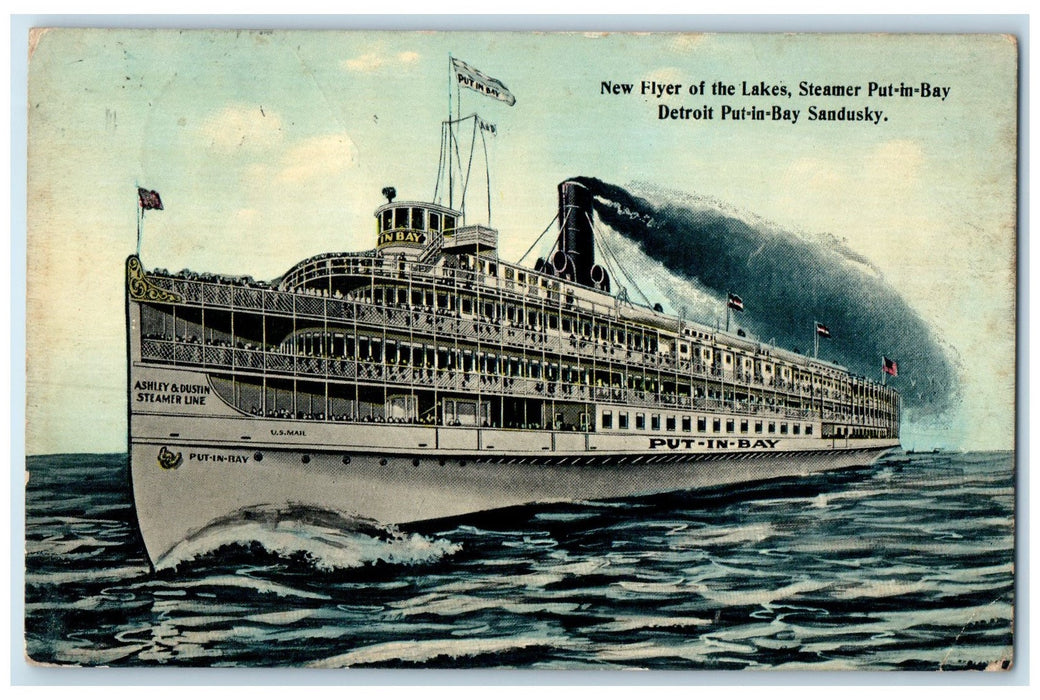 1910 New Flyers Of The Lakes Steamer Put-In-Bay Cedar Point Ohio OH Postcard