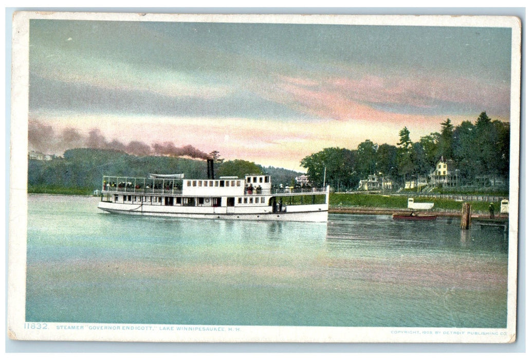 c1920's Steamer Governor Endicott Lake Winnepesaukee New Hampshire NH Postcard