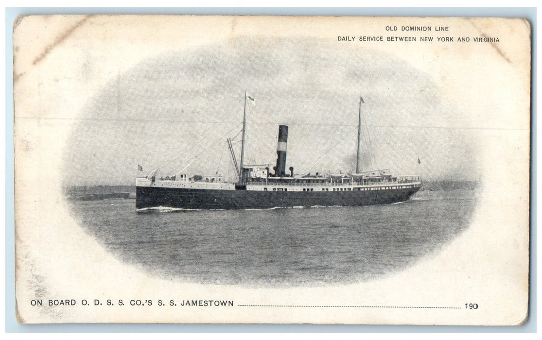 c1905s Steamship Jamestown Scene Between New York And Virginia Unposted Postcard