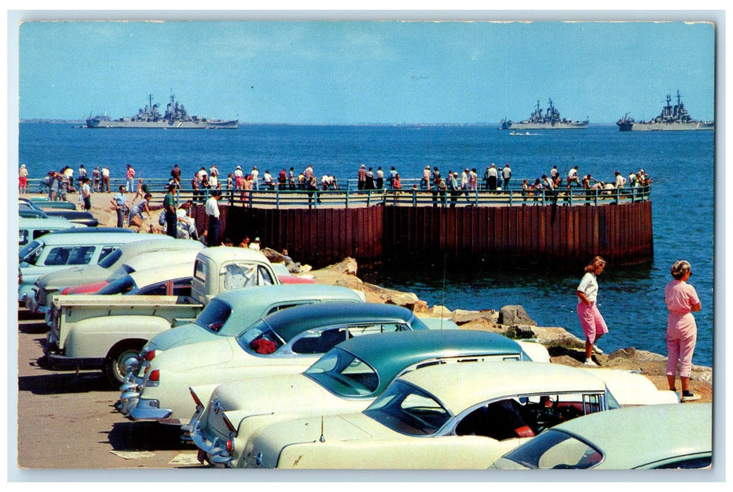 c1960's Ships Of The United States Navy Long Beach California CA Cars Postcard