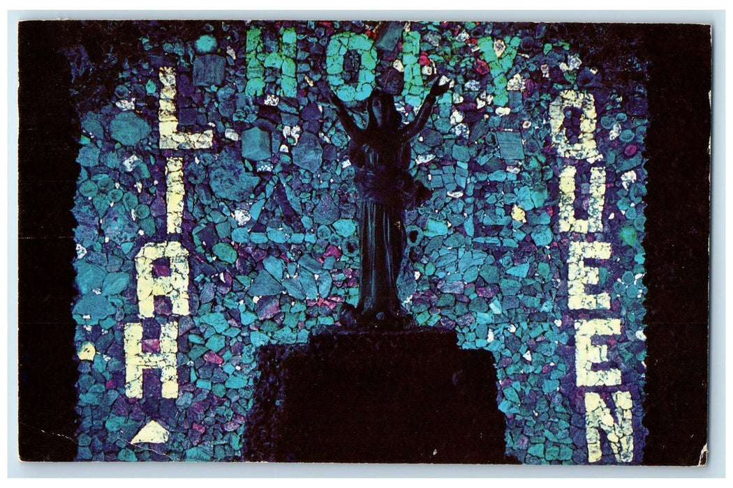 c1960s Fluorescent Assumption Chapel Statue Munster Indiana IN Unposted Postcard