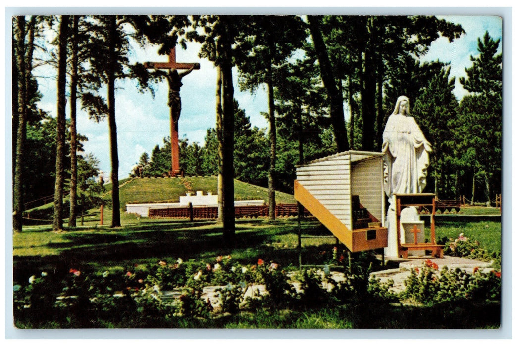 c1960s The Catholic Shrine View Our Lady Of The Highway Indian River MI Postcard