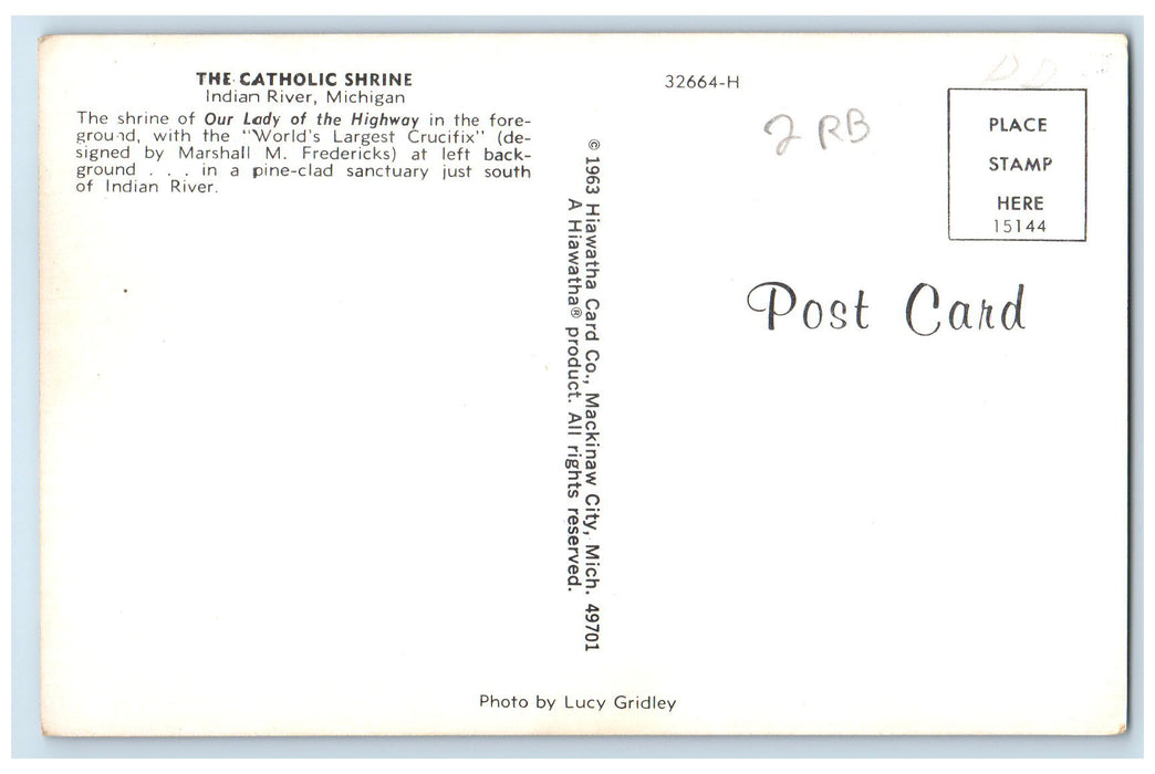 c1960s The Catholic Shrine View Our Lady Of The Highway Indian River MI Postcard