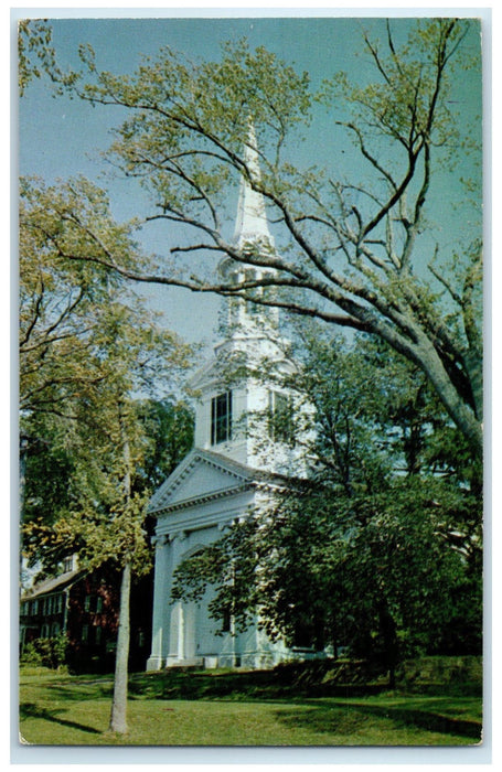 c1960's Congregational Church Exterior Sandwich Massachusetts MA Trees Postcard