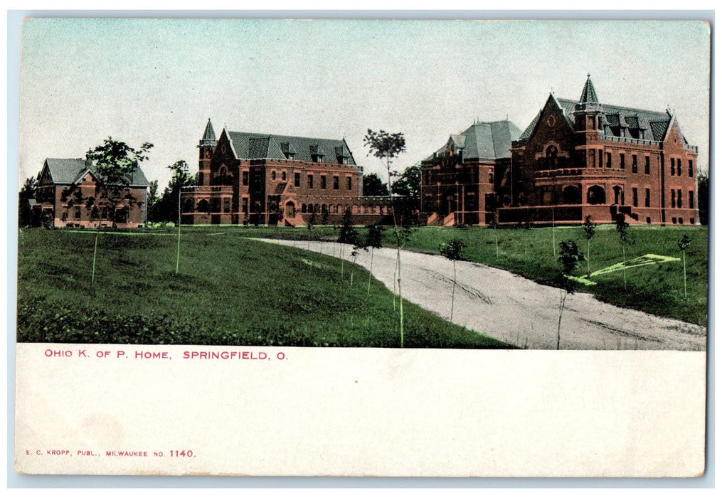 c1905 Ohio K. Of P. Home Dirt Road Buildings House Springfield Ohio OH Postcard