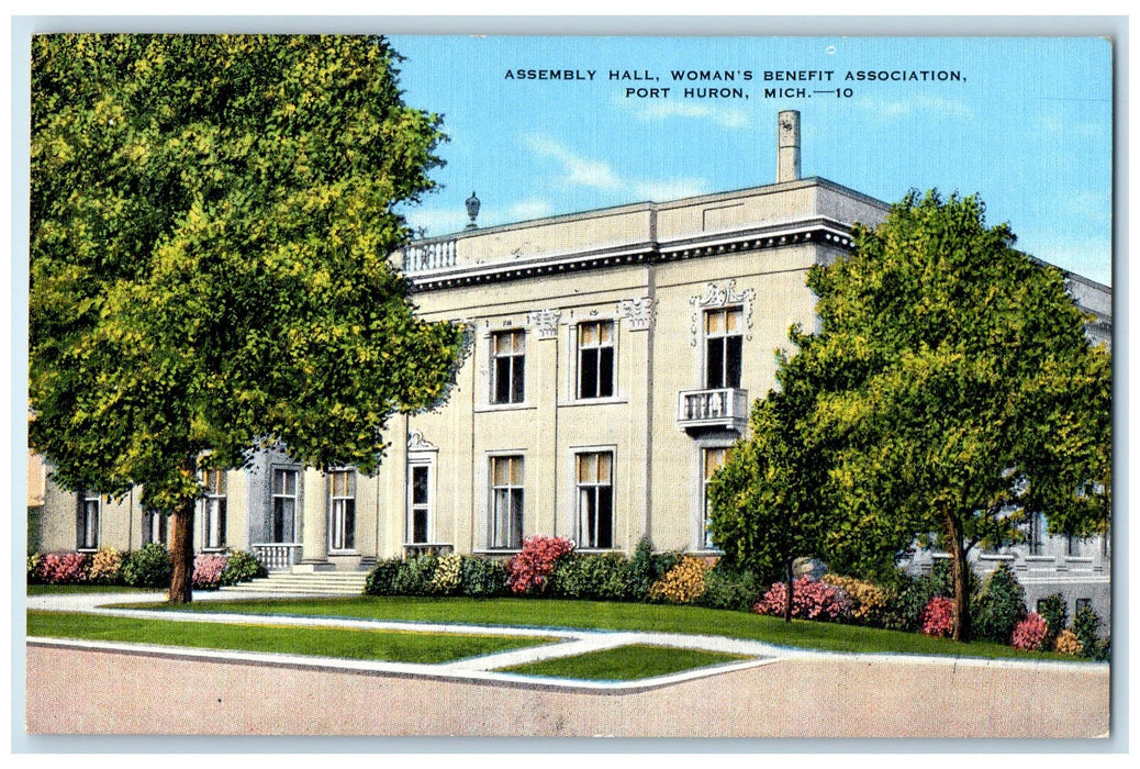 c1940s Assembly Hall Woman's Benefit Association Port Huron Michigan MI Postcard