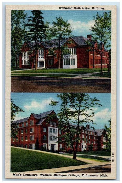 c1940's Men's Dormitory Western Michigan College Kalamazoo MI Unposted Postcard