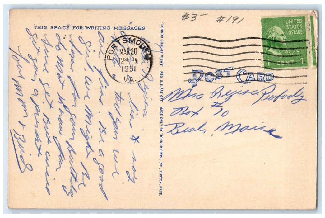 1951 The City Of Norfolk Passenger Ferries Carrier Norfolk Virginia VA  Postcard