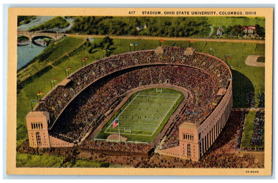 c1940s Aerial View Of Stadium Ohio State University Columbus Ohio OH Postcard
