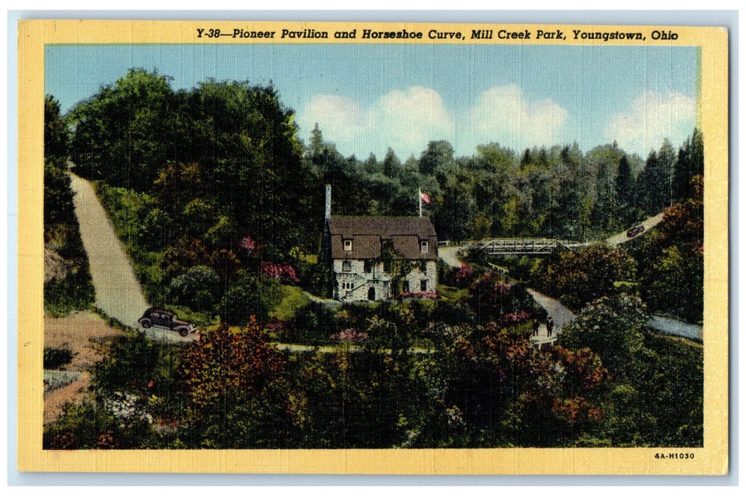 c1940s Pioneer Pavilion And Horseshoe Mill Creek Park Youngstown OK Postcard