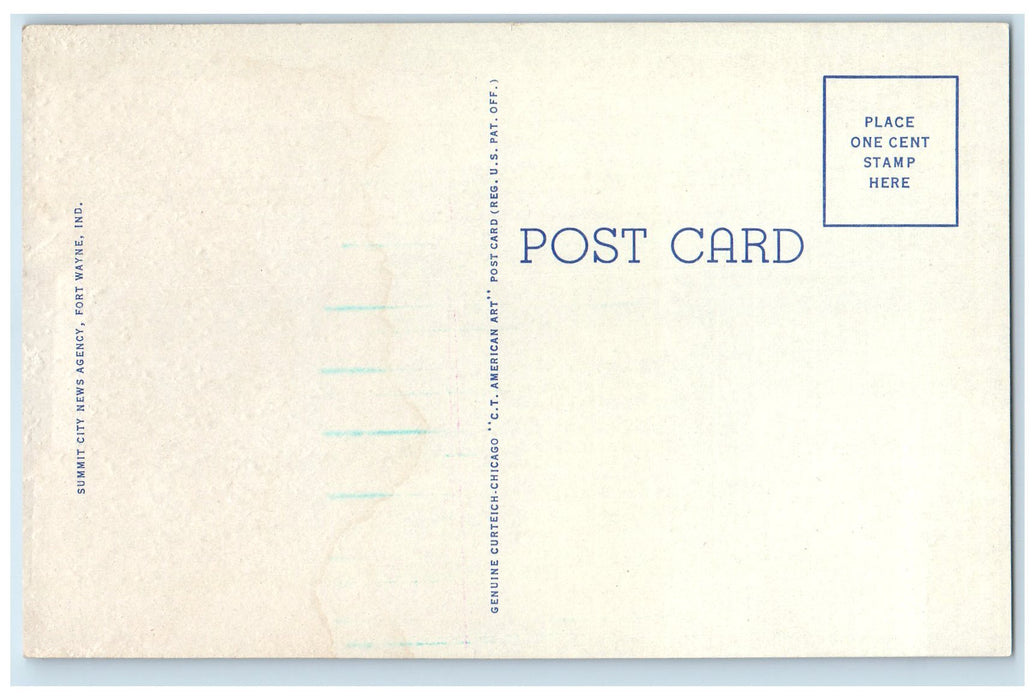 c1940's Masonic Temple And Scottish Rite Cathedral Fort Wayne IN Cars Postcard