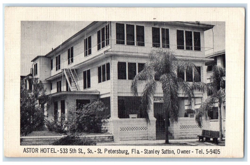 1954 Astor Hotel Restaurant Building South St. Petersburg Florida FL Postcard