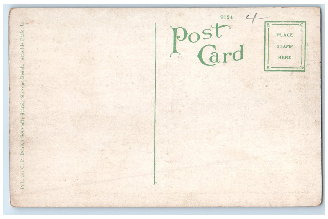 c1920's Sports On A Plank Water Ski West Okoboji Lake Iowa IA Unposted Postcard