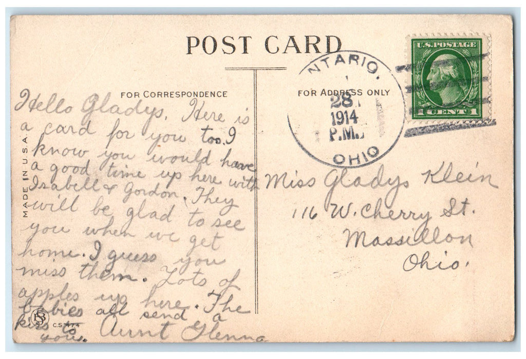 1914 Talk About Enterprize Have You Seen Ontario Ohio OH Posted Plane Postcard