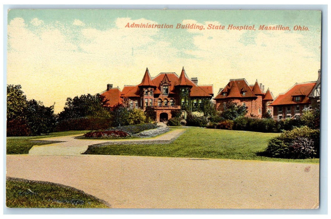 c1905's Administration Building State Hospital Massillon Ohio OH Posted Postcard