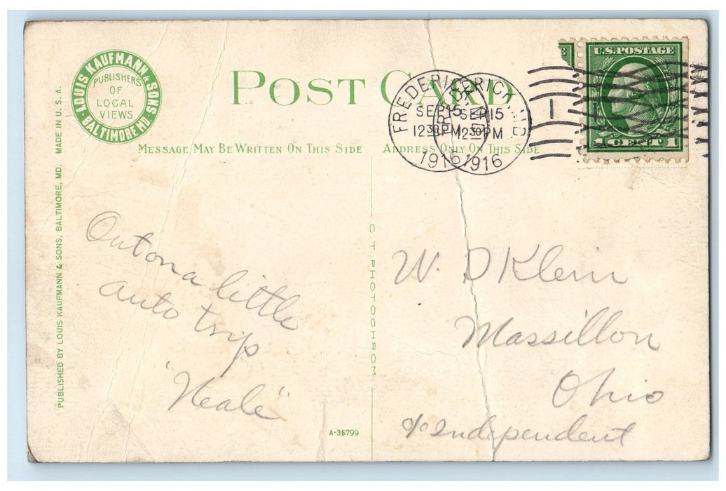 1916 Bridge And House Scene Frederic Junction Maryland MD Posted Trees Postcard