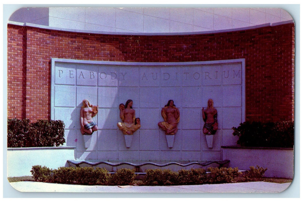 c1950's Peabody Auditorium Artists Statues Daytona Beach Florida FL Postcard