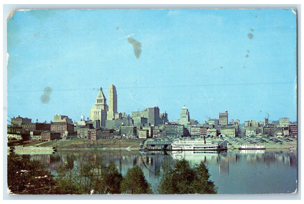 1955 From Kentucky Shore Tallest Building Skyline Of Cincinnati Ohio OH Postcard