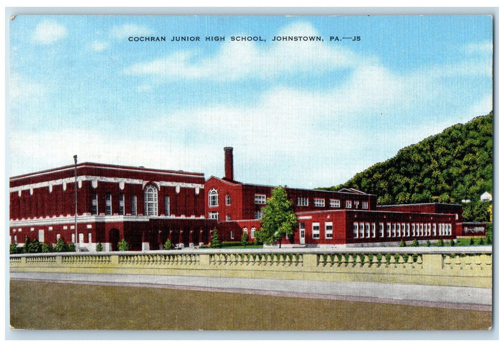 c1940's Cochran Junior High School Exterior Johnstown Pennsylvania PA Postcard