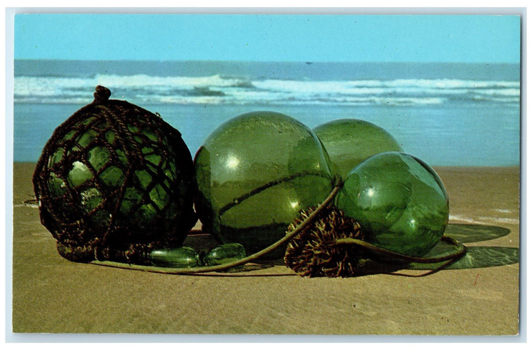 c1950's Japanese & Russian Glass Floating Fisherman Use To Hold Nets AK Postcard