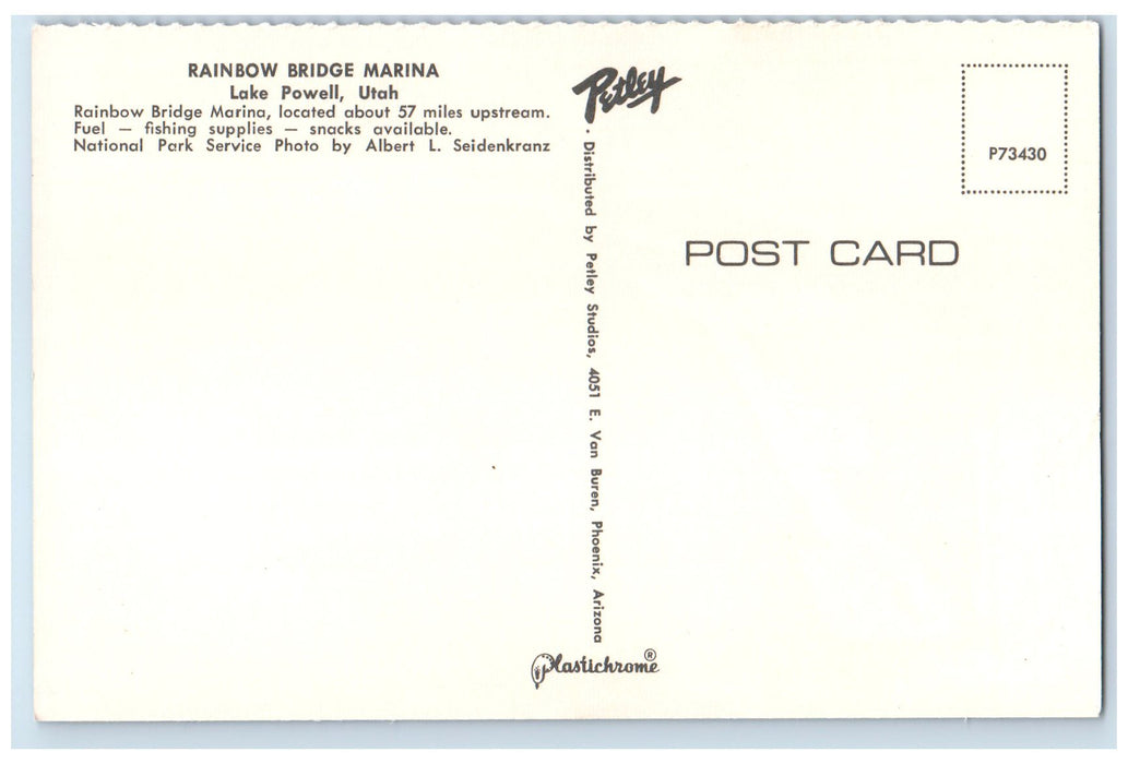 c1950's Rainbow Bridge Marina National Park Service Lake Powell Utah UT Postcard